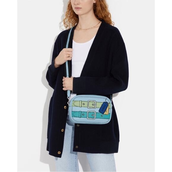 NWT COACH Leather Jamie Camera Bag With Trompe L'oeil Print Waterfall Multi - Picture 1 of 6